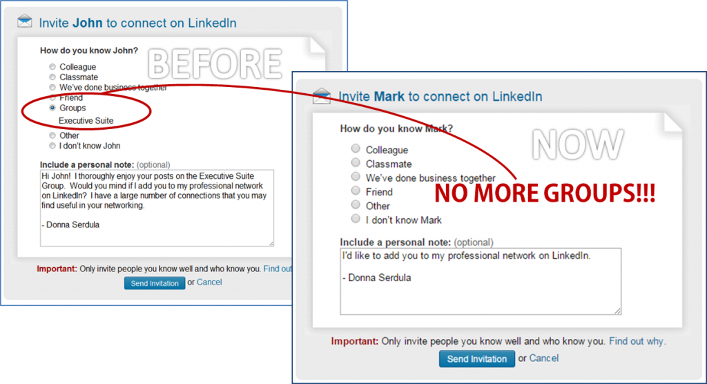 LinkedIn Groups Removed Connection Request